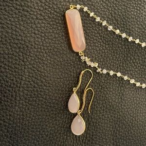 Handmade, Rose Quartz, Moonstone Fashion Jewelry Necklace & Earrings